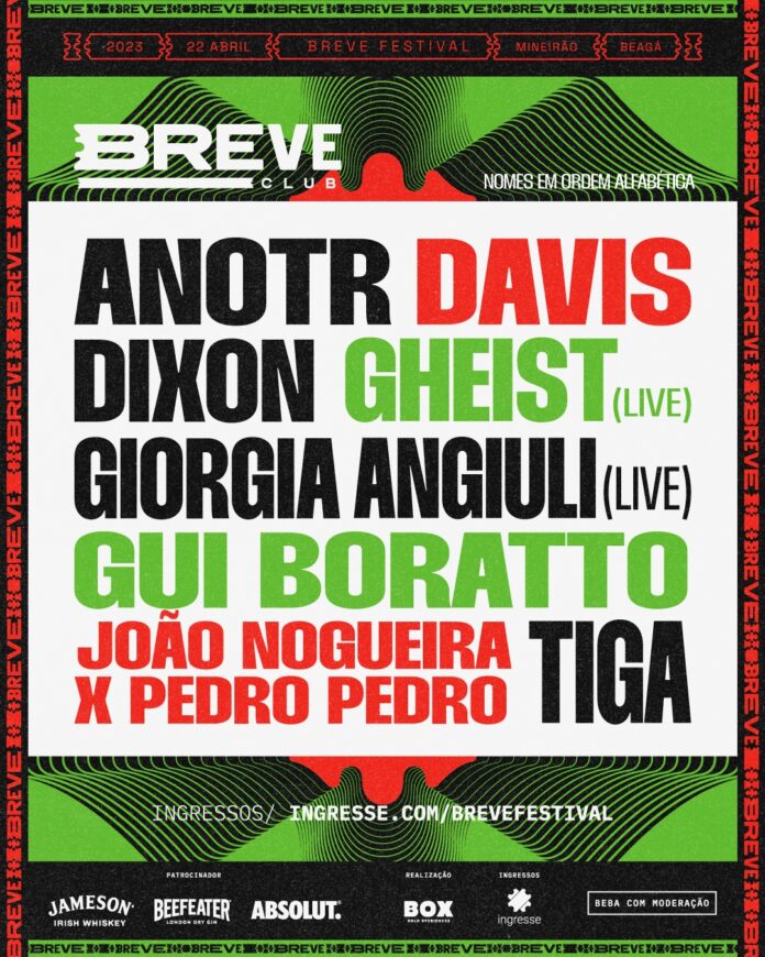 BREVE FESTIVAL terá Dixon, Tiga, Giorgia Angiulli (live), Anotr, Gheist (live), Gui Boratto e João Nogueira X Pedro Pedro no palco eletrônico