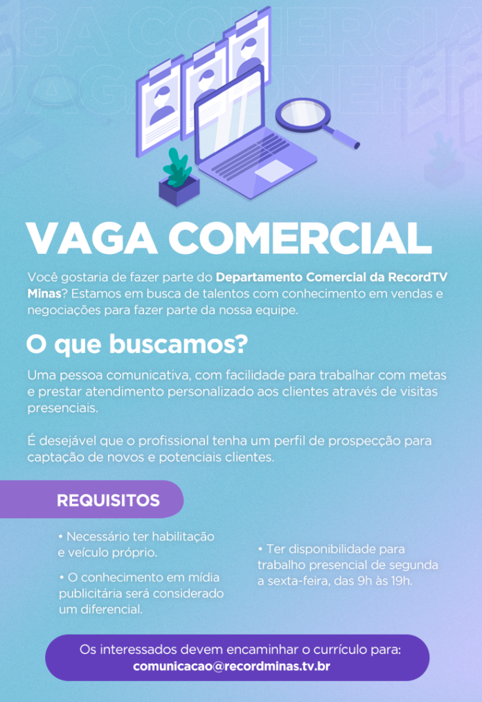 VAGA COMERCIAL – VEÍCULO DE COMUNICAÇÃO