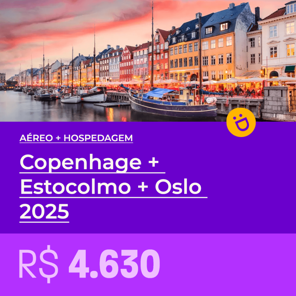 Pacote de Viagem - Escandinávia (Copenhage + Estocolmo + Oslo) - 2025