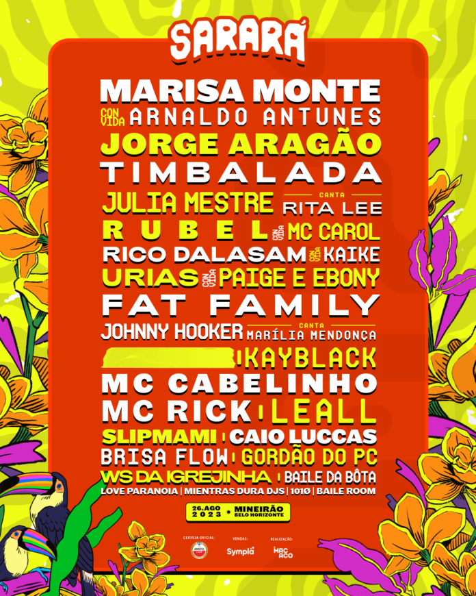 Festival Sarará anuncia line-up completo com Marisa Monte, Arnaldo Antunes, Jorge Aragão, MC Cabelinho e muito mais