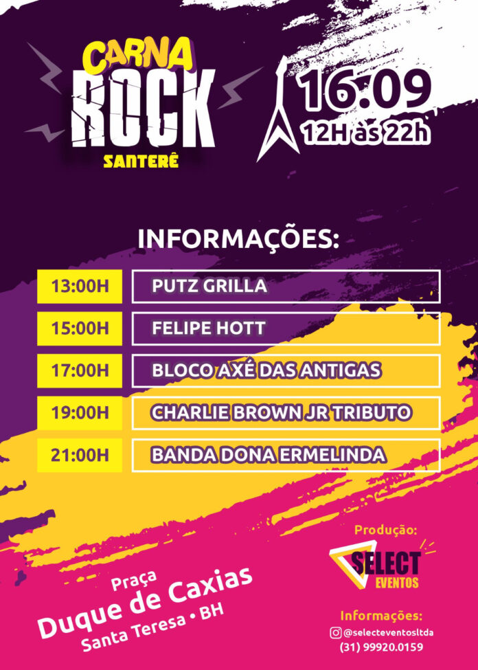 Carna Rock Santerê reúne rock e axé com entrada gratuita