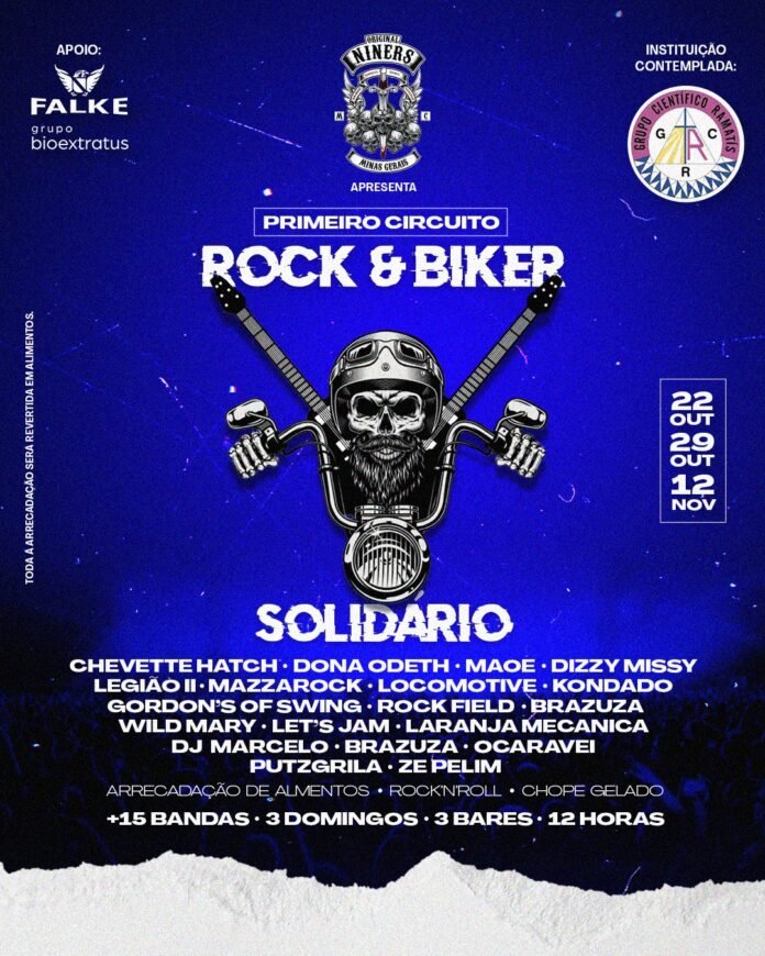 Circuito Rock & Biker Solidário de Minas Gerais vai movimentar BH e Contagem com shows e arrecadação de alimentos