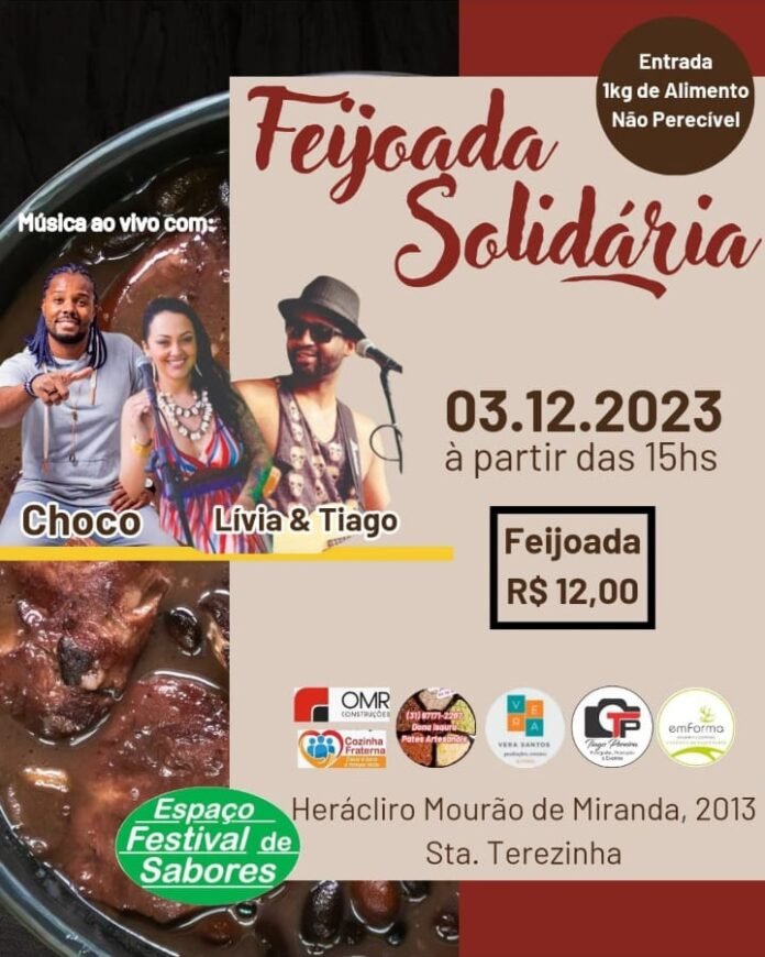 Feijoada Solidária, para um Natal Sem Fome, acontece neste domingo 3, na Pampulha