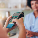 Paying for juice by credit card reader